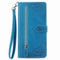 NEXCURIO Zip Wallet Case Compatible with Apple iPhone XR Phone Case Wallet with Credit Card Holder Strap Stand Women Leather Flip Case Floral Folding Cover Shockproof - Blue
