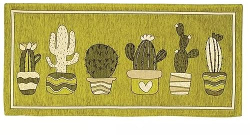 Generico Tappeto cucina cactus Made in Italy con retro antiscivolo lavabile lavatrice : Colore - Verde Mela, Misura - 57x190