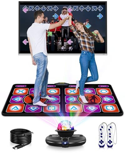 Acelufly Dance Mat Age 4+, Flannel Dance Mat for TV with Camera, Double Dance Game Mat with Wireless Controller, Non-Slip Dance Pad for Kids Adults, Gifts for Girls Boys