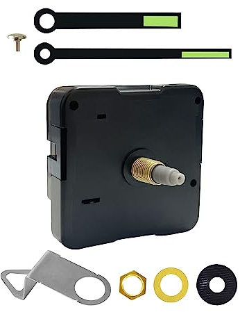 WinTaim Uhrwerk für Wanduhr Lautlos, Uhrwerke zum Selbsteinbau mit Zeiger Quarzuhrwerk DIY-Reparatur-Ersatz-Uhrenteile-Motor (18mm Gesamtwelzlänge, 1 Packung Uhrzeiger Night Light B)