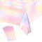 XIEJ 2 Stück Regenbogen Party Tischdecke, Rosa Einweg Tischdecke, 137x275cm Rechteck Wasserdicht Tischtuch für Kinder Mädchen Jungen Geburtstag Party Dekoration