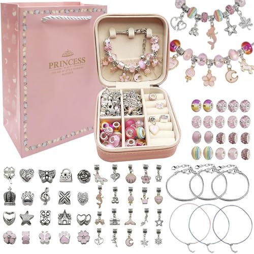 KRUZZEL Schmuckbastelsets 69 Stück 3 Armbänder 3 Halsketten Geschenke Schmuckherstellungsset 22893
