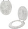Anika 92549 Grey Marble Effect Toilet Seat/Chrome Hinges/Easy Installation / 43cm x 37.5cm