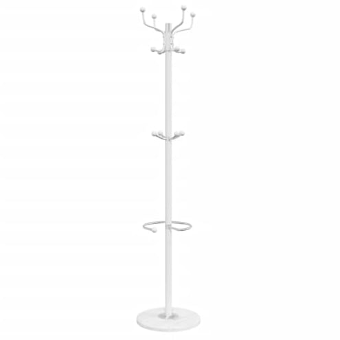 vidaXL Coat Stand with Umbrella Holder Rack White Powder-coated Iron