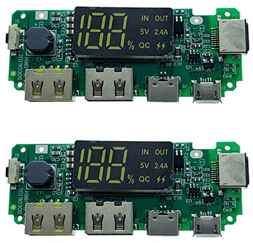 Osmond LED Double USB 5V 2.4A Micro-Type/Type-C USB Mobile Power Bank 18650 Module de Charge Carte de Chargeur de Batterie au Lithium 2Pcs