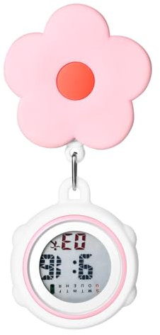 Avaner Krankenschwesteruhr Silikon Blumen Design: Digital Anzeige Schwesternuhr mit Clip Pin Pflegeruhr FOB Uhr Analog Quarzwerk Pulsuhr Ansteckuhr Krankenschwester Uhr für Arzt Doktor Medical Person