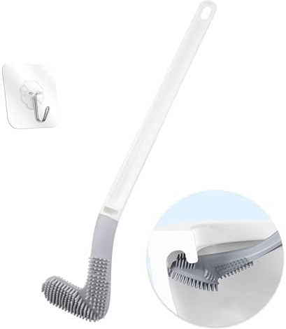 Homgaty Golf Toilet Brush, Long Handle Golf Brush Head Toilet Brush, Flexible Bendable Silicone Golf Toilet Bowl Cleaner Brush, Toilet Brushes for Bathroom 360 No Dead Ends Wall Mounted (1)