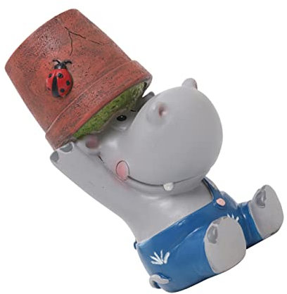FUNOMOCYA Kreativer Cartoon Hippo Harz Sukkulenten Pflanzer mit Abflussloch für Desktop Dekoration Langlebig und Lichtecht für Bonsai und Gartenarbeit Ebene Blumentöpfe für Zuhause und Büro