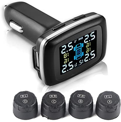 Reifendruckkontrollsystem, TPMS-Sensor mit 4 Externen Sensoren 12V Digitaler ABS-Reifendrucksensor Zur Reifendrucküberwachung
