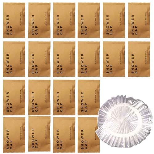 20Pcs Individually Wrapped Guest Disposable Shower Caps, Waterproof Elastic Hair Bath Caps,Multipurpose Travel Shower Caps, Disposable Salon Caps for Hair Treatment, Salon, Spa, Hotel, Travel