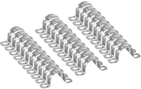 sourcing map 10pcs 1 6/16 Inch 35mm Conduit Clamps, M35 U Tube Pipe Clamp, Stainless Steel Rigid Pipe Strap, U Shaped Bracket with Two Hole for Pipe Tube Hose Wire Cord Fixing, Thickened