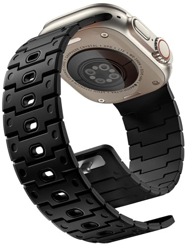 Bandletic Compatible con Apple Watch Ultra 2 49mm Correa - Deportiva de Silicona Suave Serie 10 46mm 9/8/7 45mm, SE2/SE/6/5/4 44mm, Serie 3/2/1 42mm, Negro