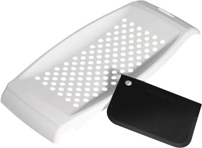 Fackelmann Râpe à spätzle avec spatule | Blanc | Rabot à spätzle en plastique | Presse à spätzle avec carte de pâte | pour la fabrication rapide et facile de spätzles et de boutons de forme uniforme