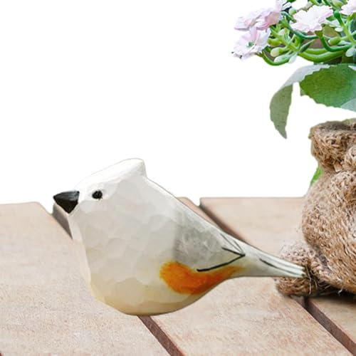 Smileshiney Rotkehlchen aus, geschnitzt, hölzerne Rotkehlchen-Figur, Vogel-Figuren, Ornamente, Vogel-Holzschnitzerei, handgefertigte Holzvogel-Figuren, Desktop- -Geschenke