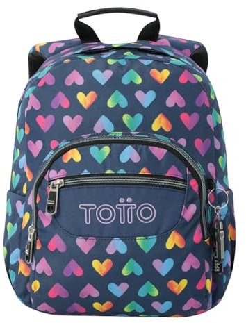 TOTTO - Mochila Escolar, Modelo Tempera, Capacidad 12 L, 3 Bolsillos, Bolsillo Tablet 10, Bolsillo Botella, Espaldar Ergonómico con Flujo de Aire, Cómodas Correas en S, Estampado Latty