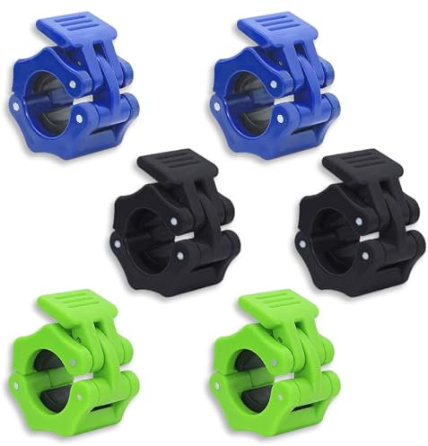 NEUSID 6 Stück Hantelverschlüsse 30mm Hantel Hantelstangen Verschluss Langhantel Klemmen Schnellverriegelung für Workout Gewichtheben Training Fitness Zubehör (Schwarz, Blau, Grün)