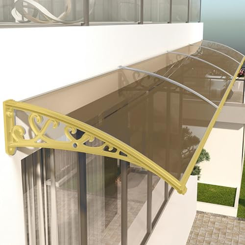Fenstermarkise Outdoor 120x200 cm Gold Halterung Braun Panel Modern Polycarbonat Overhead Tür Markise für Regen Schnee Sonnenlicht Markisen für Terrasse, Tür, Terrasse, Terrasse, Schwein