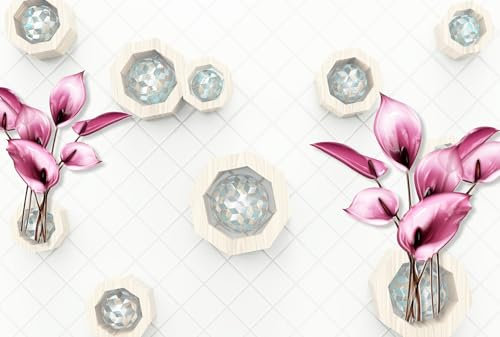 Tapete Geometrische Rosa Blume Vliestapete 3d Effekt Kinderzimmer Tapete Erwachsene Wallpaper Wohnzimmer Fernsehhintergrund Fototapete Kinderzimmer Schlafzimmer 400x240cm