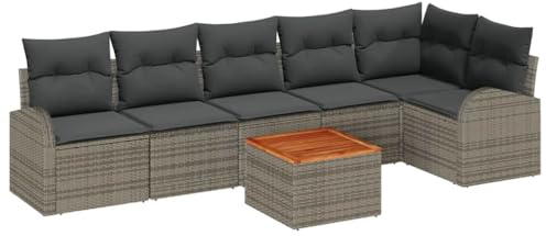 vidaXL Garten-Sofa-Set 7 pcs Grau, Moderner Garten-Sofa und Terrassenmöbel, Outdoor modulare Lounge-Garnitur, langlebig, UV-beständige Materialien zum Entspannen