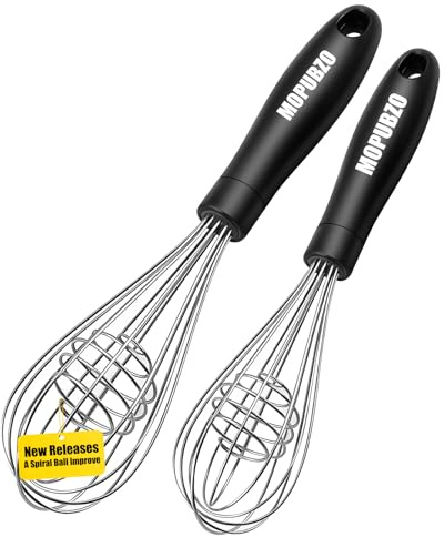 Edelstahl Schneebesen 2er Set 30 cm x 25.5 cm, Schneebesen mit integriertem Rührball, robuster Rührbesen, zum Kochen, Backen, Mixen und Rühren