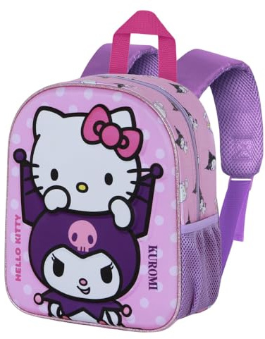 CARTOON Zaino con immagini in rilievo borsa per la scuola asilo materna 31 cm zainetto per bambini con figura in 3D (Kuromi)