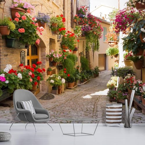 Fototapete Garten Tapete 200 x 140 cm (WxH) Fototapeten Schlafzimmer Wohnzimmer Moderne 3D Effekt Wandtapete Italien Stadt Vliestapete Wand Dekoration Poster Foto Tapeten w.1047