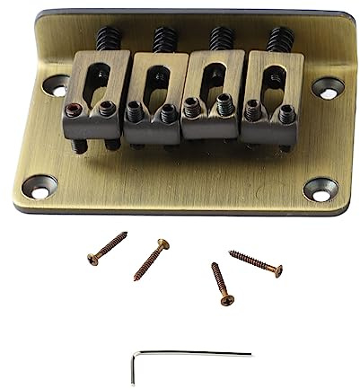 Ponte per Chitarra a 4 Corde, Sostituzione Ponte per Basso Ukulele in Metallo, Selle a Secchio Regolabili con Finitura Lucida, Ponte a 4 Corde per Ukulele Basso per Chitarra,