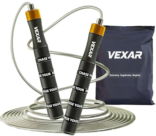 VEXAR Comba Fitness Profesional – Cuerda para saltar ajustable con Rodamientos Rápidos, Mangos Antideslizantes – Comba para Fitness y Boxeo, Cross Training y Cardio Intenso.