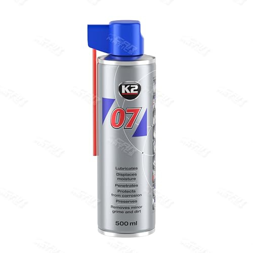 K2 Premium Multifunktionsöl 500ml, Multifunktionsspray, Schmieren, Gleitöl, Schrauben lösen, Schutz vor Korrosion, Rostschutz,Zündkabel, 7 Spezialmittel in Einer Dose, 500ml