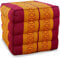 livasia Würfelkissen quadratisch - 40x40x40cm - Sitzhocker mit organischem Kapok, Sitzpouf, Lagerungswürfel viereckig, Bodenkissen Hocker Fußbank Fußhocker handgefertigt (Rot/Gelb)