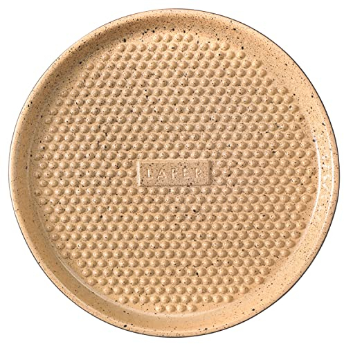 Römertopf BBQ Plancha Grillplatte mit Grillnoppen Ø 31,5 cm Feuerplatte aus naturton Ton, Schwarz