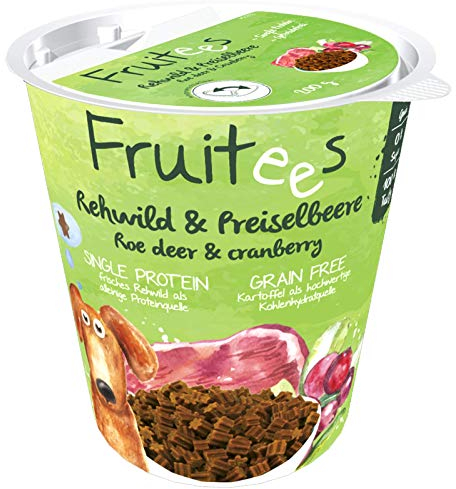 bosch Finest Snack Concept | Fruitees frisches Rehwild & Preiselbeere | ohne Getreide | 4er Pack mit 4 x 200 g