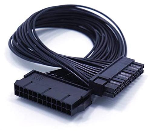 ATX 24 Pin Motherboard Power Extension Cable, 12.6 Inches / 32cm, Internal PC PSU ATX 24 Pin Male to 24 Pin Female Extension Power Cable