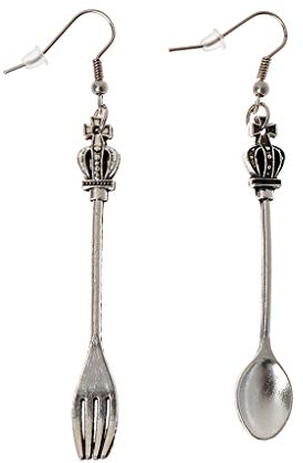 llwei258 Harajuku Spoon Fork Triangle Ruler Asymmetric Earrings Antique Sliver Jewelry