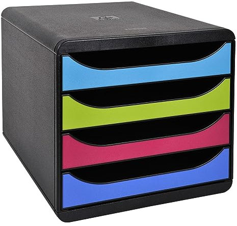Exacompta 3101928D Premium Ablagebox mit 4 Schubladen für DIN A4+ Dokumente. Belastbare Schubladenbox mit hoher Kapazität für mehr Platz auf dem Schreibtisch Big Box Climate Neutral Schwarz|1928
