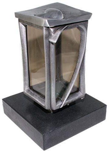 Kunst-Art-Köhl Grablaterne 57170/21 aus massiver Bronze oder Aluminium montiert auf einem Granitsockel (Aluminium, Black satiniert)