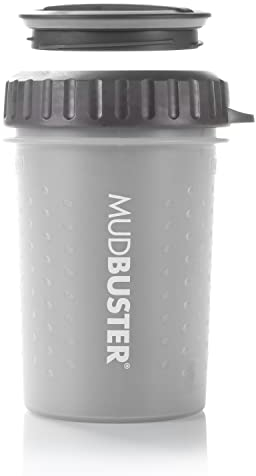Dexas MudBuster - Pulitore portatile per zampe di cane, con coperchio, colore: grigio chiaro, medio