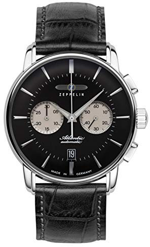 Zeppelin Herrenuhr mit Lederband Serie Atlantic Automatik Chrono Saphirbeschichtetes K1 Glas 8422-2