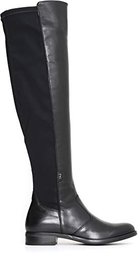 NeroGiardini A719437D Stivali Donna in Pelle E Tela - Nero 38 EU