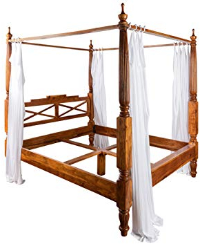 MASSIVMOEBEL24.DE Oxford Himmelbett Akazie 167x221x224, Farbe:Hellbraun lackiert