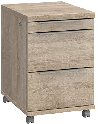 Newroom Stauraumelement Sonoma Eiche Bürocontainer Modern - 42,3x61,4x53 cm (BxHxT) - Beistellcontainer Rollschrank Schubladenkommode - [Puja.six] Büro Arbeitszimmer Kinderzimmer Jugendzimmer