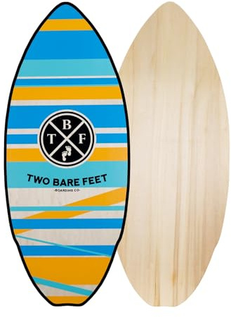 Two Bare Feet 41 Skimboard Suitable for Beginners, 7 Ply wooden construction with nose pre curve, Pin tail, Suitable for Adults and Kids