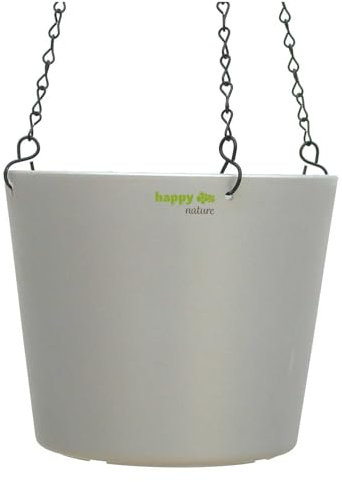 happy nature Kunststoff Blumenampel Florenz Silber Ø 24.0 cm Höhe 22.0 cm