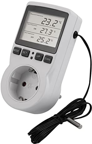 MC Power Digitales Steckdosen-Thermostat mit Fühler | TCU-441 | Temperaturregler mit Steckdose, Kabel + wasserfester Außenfühler für Gewächshaus, Aquarium, Kühlschrank