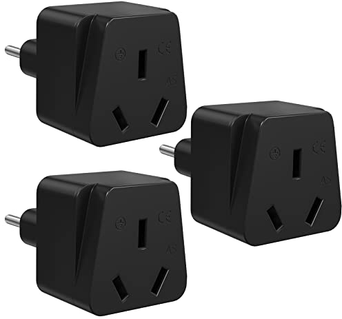 Adaptateur de Voyage Australie vers UE, 3 adaptateurs de Voyage vers Prise électrique de Type I, Adaptateur de Prise de Voyage UE pour Prise Chine et Australie (Noir)