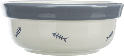 TRIXIE Gamelle, en céramique, 0,3 l/ 12 cm, Blanc/Bleu-Gris - 24860