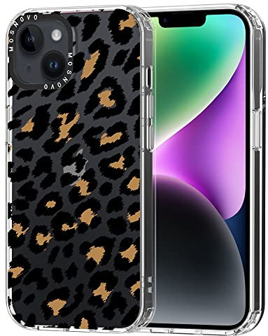 MOSNOVO für iPhone 14 Hülle – Durchsichtige, schlanke, stoßfeste TPU+PC-Handyhülle, [6,6 Fuß Fallschutz/Anti-Abziehen] - Leopardenprint