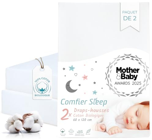 Cot Sheets 120x60cm - 2 pcs White 100% Organic Cotton Fitted Cot Sheets | Award Winning Kids Bed Sheets, Super Soft Bedding, Breathable Sleep Sheets, Certified Cot Fitted Sheets