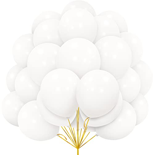30 Pezzi Palloncini Bianchi in lattice Elio Bianchi 12 Pollici Bianco Crema con Nastro per Donne Ragazze Festa di Compleanno Baby Shower Nascita Bimbo Matrimonio Battesimo Decorazioni Doccia Nuziale