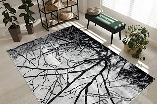 rugsx Exklusiv Emerald Teppich Glamour, stivoll, Baum Silber 80x150 cm